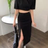 Black Side Slit Skirt | Gahyeon - Dreamcatcher