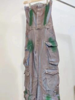 Green Dyed Denim Cargo Jumpsuit | Jihyo - Twice