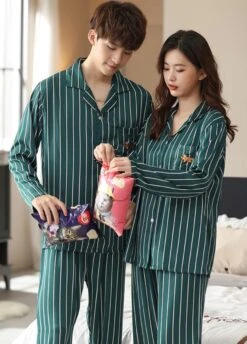 Green Stripes Fox Pajama Set | Lucas - NCT -Diva s Closet Green Stripes Fox Pajama Lucas NCT 3 600x835 1