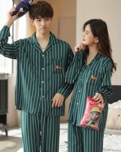 Green Stripes Fox Pajama Set | Lucas - NCT -Diva s Closet Green Stripes Fox Pajama Lucas NCT 4 600x749 1
