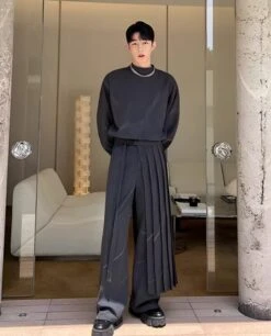 Grey Top And Pants Set With Detachable Horse Skirt | J-Hope - BTS -Diva s Closet Grey Top And Pants Set With Detachable Horse Skirt J Hope BTS 5 600x744 1