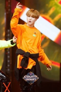 Orange Letter Printed Sweatshirt | Haechan - NCT -Diva s Closet Haechan NCT Orange Letter Printed Sweater Shirt 2