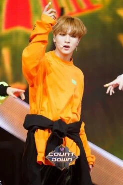 Orange Letter Printed Sweatshirt | Haechan - NCT -Diva s Closet Haechan NCT Orange Letter Printed Sweater Shirt 3