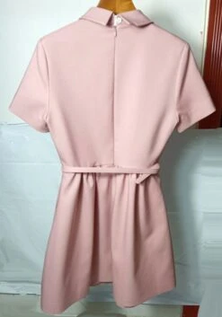 Pink Collared Short Sleeve Dress | Haerin - NewJeans -Diva s Closet Haerin NewJeans Pink Collared Short Sleeve Dress 4 600x858 1