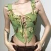 Green Floral Lace-Up Corset Top | Handong - Dreamcatcher -Diva s Closet Handong Dreamcatcher Green Floral Lace Up Corset Top 1 600x750 1