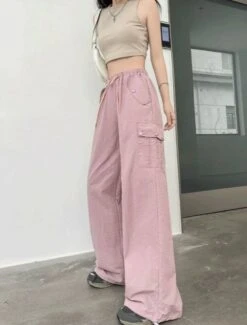 Pink Cargo Drawstring Pants | Hanni - NewJeans