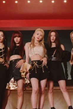 Beige Striped Tweed Crop Top | Hinata - XG -Diva s Closet Hinata XG Beige Striped Tweed Crop Top 1