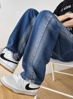 Blue Two-Tone Side Washed Drawstring Jeans | Hongjoong - ATEEZ -Diva s Closet Hongjoong ATEEZ Blue Two Tone Side Washed Drawstring Jeans 5