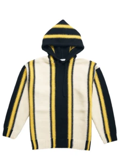 Beige Colorblock Stripe Patterned Hoodie | Hongjoong - ATEEZ -Diva s Closet Hongjoong ATEEZ Colorblock Stripe Patterned Hoodie 7