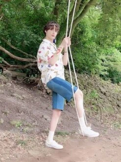 White Butterfly Print Shirt | Hueningkai - TXT -Diva s Closet Hueningkai TXT White Butterfly Print Shirt 2 600x801 1