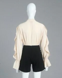 Beige Lace-Trimmed Long Sleeve Blouse | Hyuna -Diva s Closet Hyuna Beige Lace Trimmed Long Sleeve Blouse 12 600x748 1