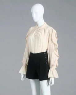 Beige Lace-Trimmed Long Sleeve Blouse | Hyuna -Diva s Closet Hyuna Beige Lace Trimmed Long Sleeve Blouse 6 600x750 1