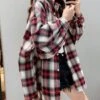 Loose Plaid Long-Sleeved Shirt | Hyunjin - Loona -Diva s Closet Hyunjin Loona Loose Plaid Long Sleeved Shirt pc 1