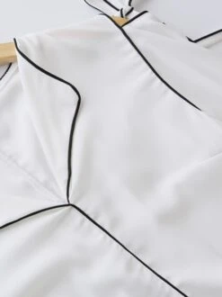 Black Outlined White Silk-Like Shirt | IU -Diva s Closet IU Black Outlined White Silk like Shirt 6
