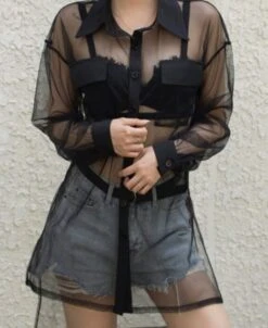 Black Sheer Shirt | IU -Diva s Closet IU Black Sheer Shirt 5 600x733 1