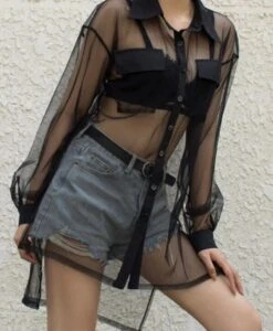 Black Sheer Shirt | IU -Diva s Closet IU Black Sheer Shirt 6 600x729 1