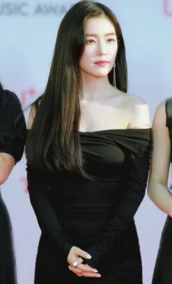 Black Cross Front Off-Shoulder Dress | Irene - Red Velvet -Diva s Closet Irene Red Velvet Black Cross Front Off Shoulder Dress 4