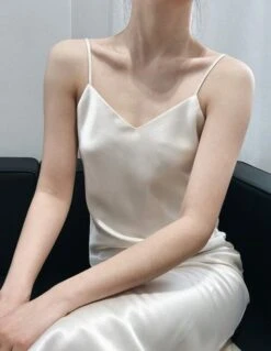 White Silk Dress | Irene - Red Velvet -Diva s Closet Irene Red Velvet White Silk Dress 10 e1643904987364 600x774 1