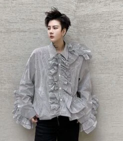 Black Stripe Ruffled Shirt | J-Hope - BTS 19 Black Stripe Ruffled Shirt | J-Hope - BTS -Diva s Closet J Hope BTS Black Stripe Ruffled Shirt 1 600x686 1