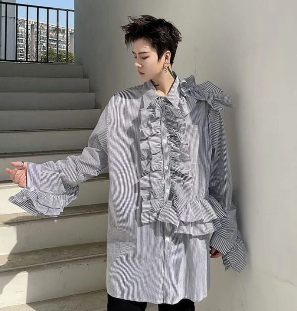 Black Stripe Ruffled Shirt | J-Hope - BTS 6 Black Stripe Ruffled Shirt | J-Hope - BTS - Image 4