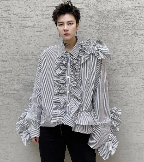 Black Stripe Ruffled Shirt | J-Hope - BTS 9 Black Stripe Ruffled Shirt | J-Hope - BTS - Image 7