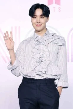 Black Stripe Ruffled Shirt | J-Hope - BTS 25 Black Stripe Ruffled Shirt | J-Hope - BTS -Diva s Closet J Hope BTS Black Stripe Ruffled Shirt 2