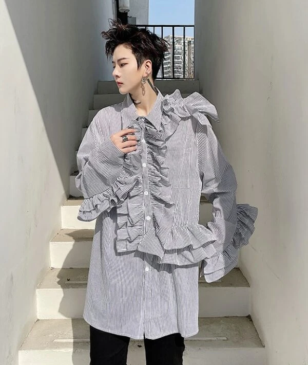 Black Stripe Ruffled Shirt | J-Hope - BTS 4 Black Stripe Ruffled Shirt | J-Hope - BTS - Image 2