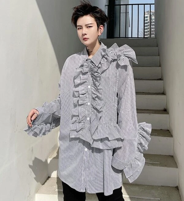 Black Stripe Ruffled Shirt | J-Hope - BTS 10 Black Stripe Ruffled Shirt | J-Hope - BTS - Image 8