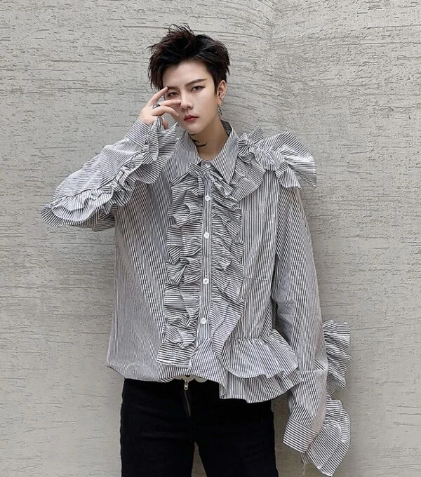 Black Stripe Ruffled Shirt | J-Hope - BTS 3 Black Stripe Ruffled Shirt | J-Hope - BTS