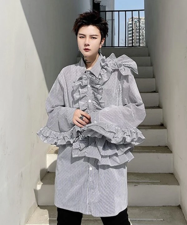 Black Stripe Ruffled Shirt | J-Hope - BTS 5 Black Stripe Ruffled Shirt | J-Hope - BTS - Image 3