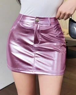 Pink Metallic Mini Skirt | J - STAYC