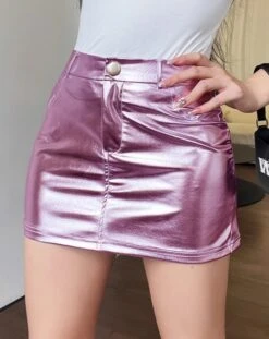 Front Page 34 Front Page -Diva s Closet J STAYC Pink Metallic Mini Skirt 4