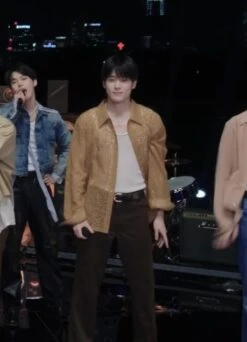 Brown Textured Pattern Button-Up Shirt | Jaehyun - NCT 12 Brown Textured Pattern Button-Up Shirt | Jaehyun - NCT -Diva s Closet Jaehyun NCT Brown Textured Pattern Button Up Shirt 1