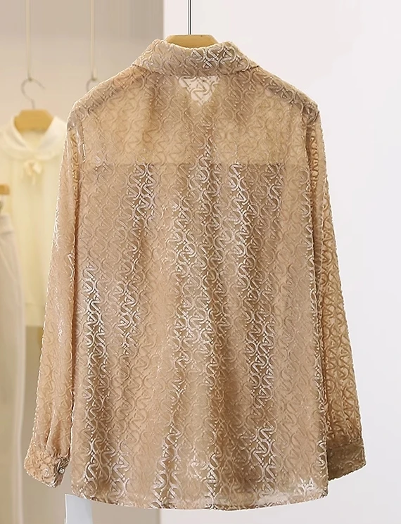 Brown Textured Pattern Button-Up Shirt | Jaehyun - NCT 3 Brown Textured Pattern Button-Up Shirt | Jaehyun - NCT - Image 2