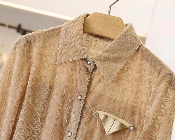 Brown Textured Pattern Button-Up Shirt | Jaehyun - NCT 4 Brown Textured Pattern Button-Up Shirt | Jaehyun - NCT - Image 3