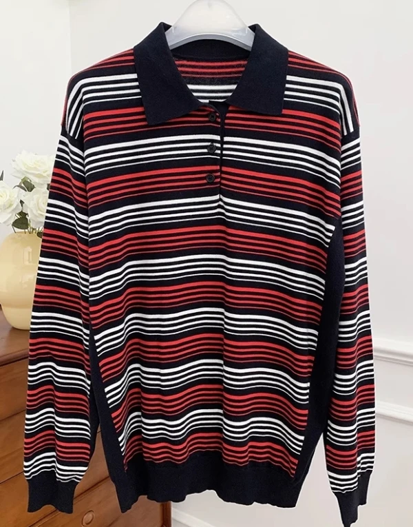 Black And Red Striped Polo Shirt | Jake - Enhypen 8 Black And Red Striped Polo Shirt | Jake - Enhypen - Image 6