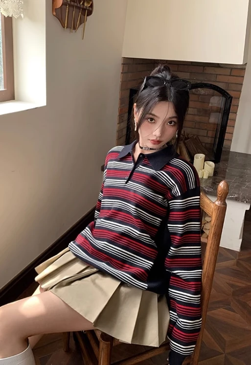 Black And Red Striped Polo Shirt | Jake - Enhypen 5 Black And Red Striped Polo Shirt | Jake - Enhypen - Image 3