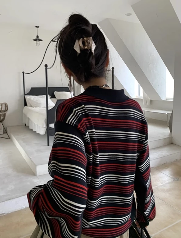 Black And Red Striped Polo Shirt | Jake - Enhypen 7 Black And Red Striped Polo Shirt | Jake - Enhypen - Image 5