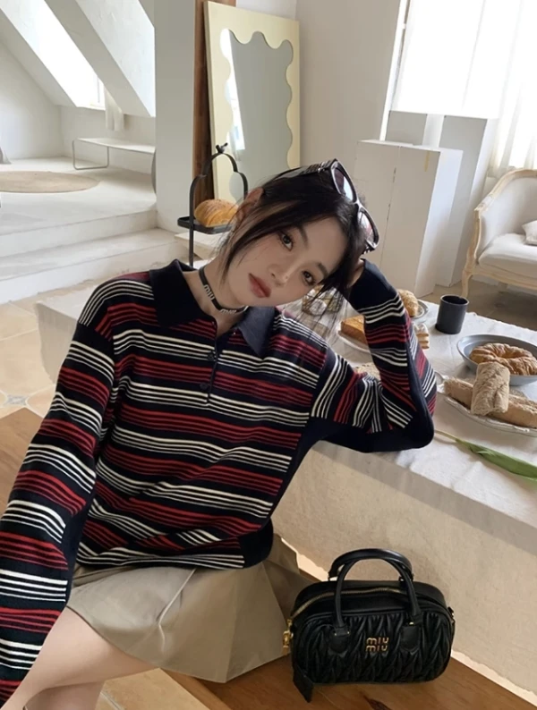 Black And Red Striped Polo Shirt | Jake - Enhypen 6 Black And Red Striped Polo Shirt | Jake - Enhypen - Image 4