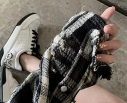 Black Distressed Plaid Shirt | Jake - Enhypen 26 Black Distressed Plaid Shirt | Jake - Enhypen -Diva s Closet Jake Enhypen Black Distressed Plaid Shirt 8 600x488 1