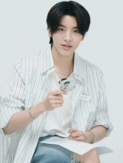 White Stripes Long Sleeve Shirt | Jake - Enhypen -Diva s Closet Jake Enhypen White Stripes Long Sleeve Shirt 1 600x800 1