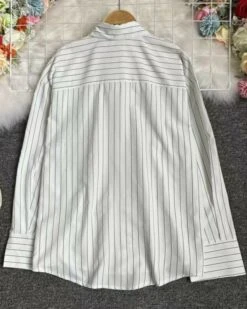 White Stripes Long Sleeve Shirt | Jake - Enhypen -Diva s Closet Jake Enhypen White Stripes Long Sleeve Shirt 3 600x750 1