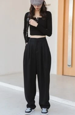 Black Wide Fit Pants | Jay - Enhypen -Diva s Closet Jay Enhypen Black Wide Fit Pants 41