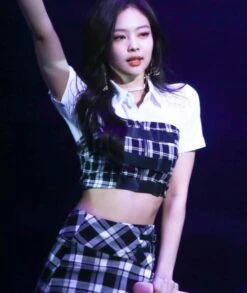 Black And White Plaid Tube Crop Top | Jennie - BlackPink -Diva s Closet Jennie Black and White Plaid Tube and Skirt Inspiration 1 e1643961915251 600x712 1