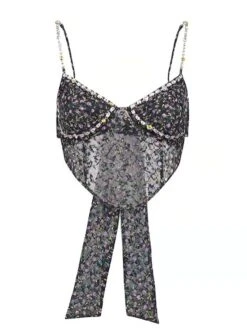 Black Sheer Floral Cropped Top | Jennie - BlackPink -Diva s Closet Jennie BlackPink Black Sheer Floral Cropped Top 3