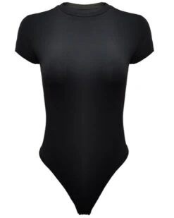 Black Short Sleeves Bodysuit Top | Jennie - BlackPink