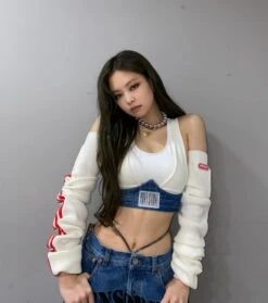 Blue "Censored" Denim Jeans | Jennie - BlackPink -Diva s Closet Jennie BlackPink Censored Denim Jeans 3 600x677 1