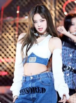 Blue "Censored" Denim Jeans | Jennie - BlackPink -Diva s Closet Jennie BlackPink Censored Denim Jeans 4 600x813 1