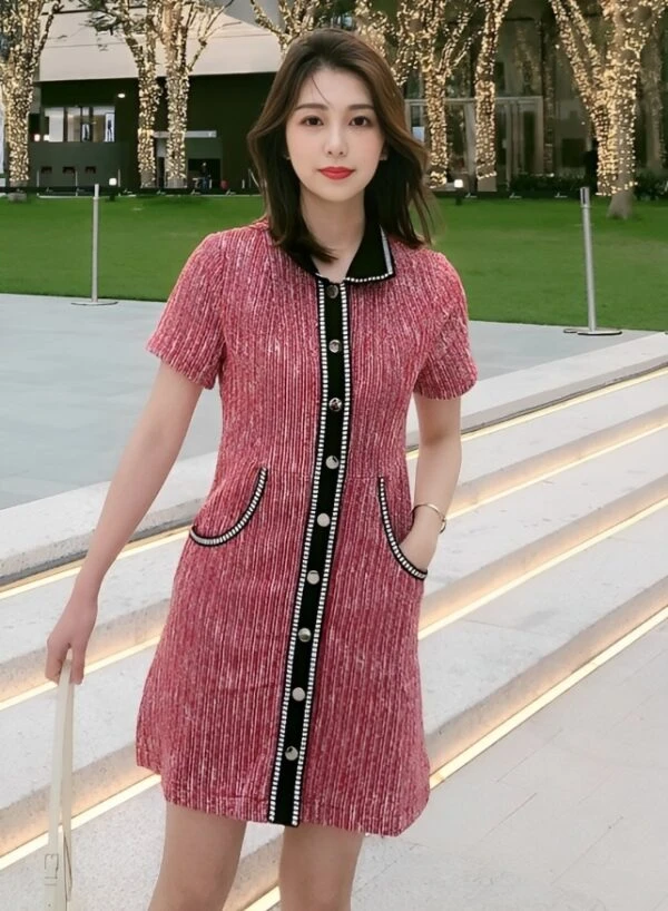 Red Tweed Collared Dress | Jennie - BlackPink 3 Red Tweed Collared Dress | Jennie - BlackPink