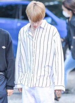 White Stripe Patterned Shirt | Jeno - NCT 17 White Stripe Patterned Shirt | Jeno - NCT -Diva s Closet Jeno NCT White Stripe Patterned Shirt 3